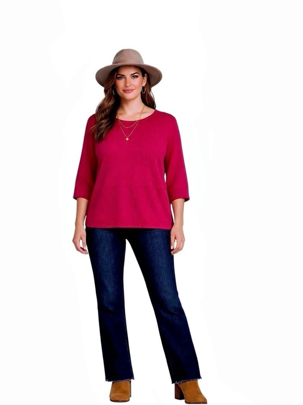 J. Jill Pure Jill Kimono Sweater XS Red Cotton Cashmere Boxy 3/4 Sleeve
Pockets